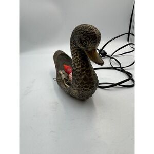 Vintage Bronze Tone Swan Accent Lamp Textured Bird Figurine Portable Light UL